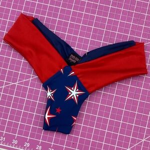 Demon Bikini Handmade Red Blue Star Pattern Cheeky Small Bikini Bottom Swim